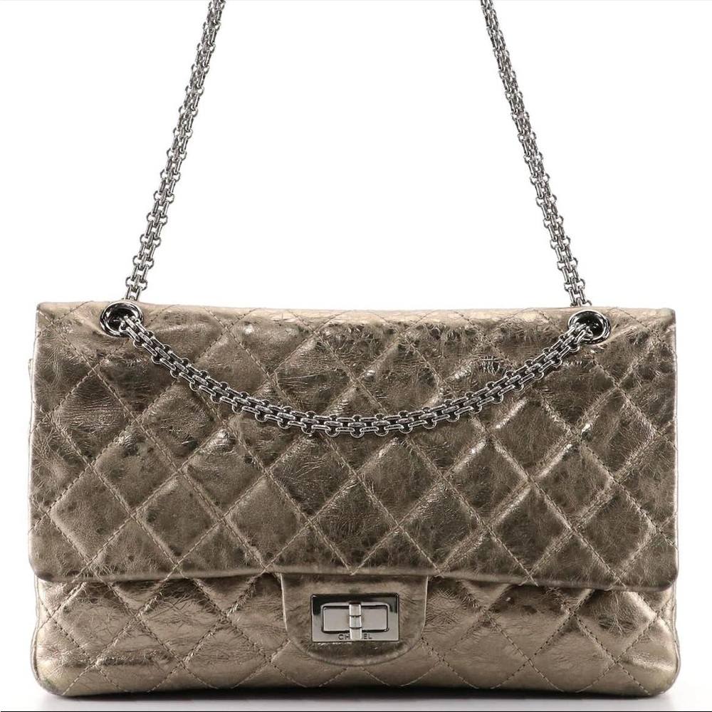 Chanel 2.55 50th Anni. Reissue Double Flap Bag in metallic crinkled calfskin